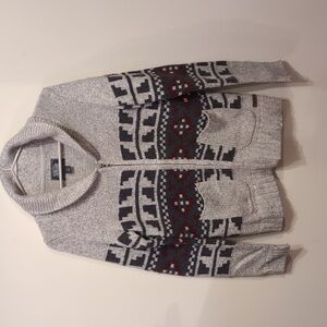 Roots shawl collar full zip sweater